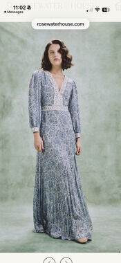 TOOBA MAXI DRESS PRINTED IRIS + CARNATION EMBROIDERY